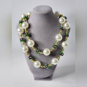 Big Chunky Mardi Gras Pearl Strand Necklace